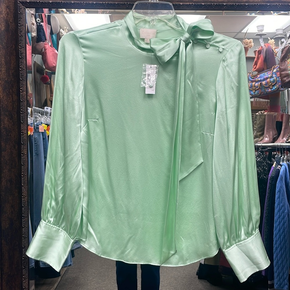 J. Crew Collection Mint bow blouse